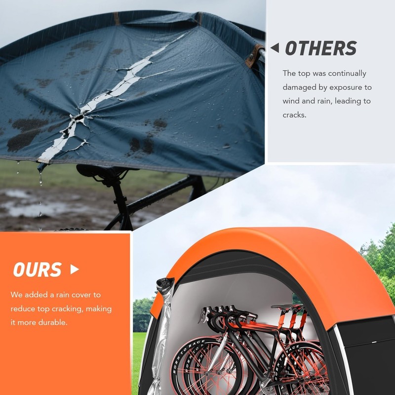 Upgraded Bike Tent W/ Rain Cover Portable Outdoor Storage Shed 2 Bikes 210D gallery