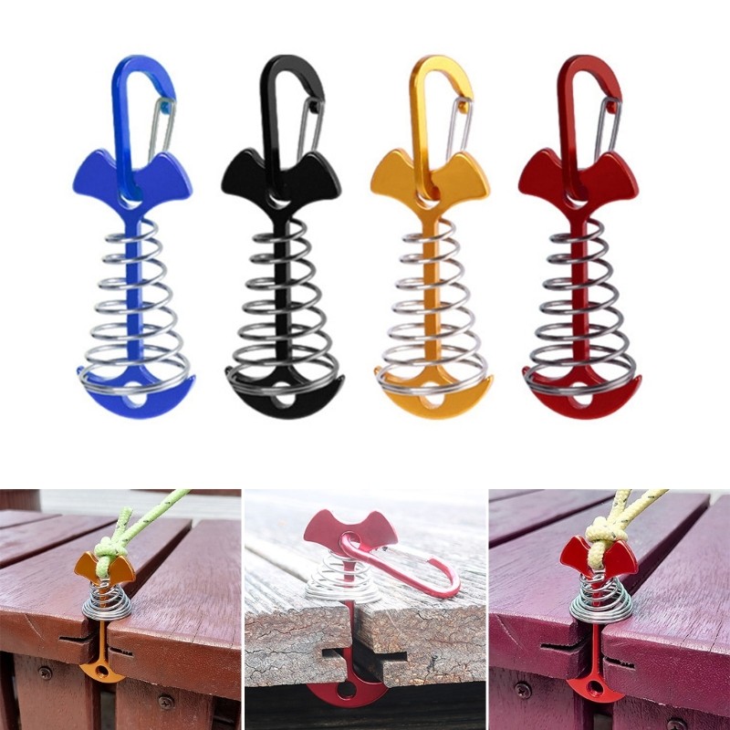 Fishbone Deck Anchors Peg Spring Guyline Tensioner Deck Plank Board Tent Stakes gallery