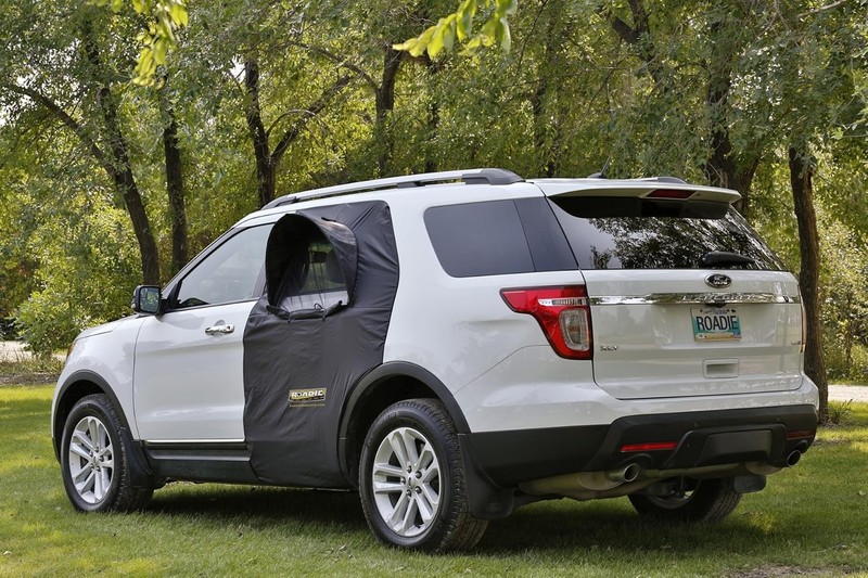 The OVERNIGHTER SUV Window Tent with Bug Screen and Retractable Awning – Grea... gallery