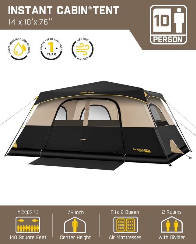 FanttikOutdoor Camping Tent 4-10 Person Instant Cabin 60s gallery