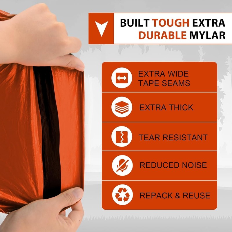 Compact 2-Person Mylar Emergency Shelter - Waterproof Survival Tent - Orange gallery