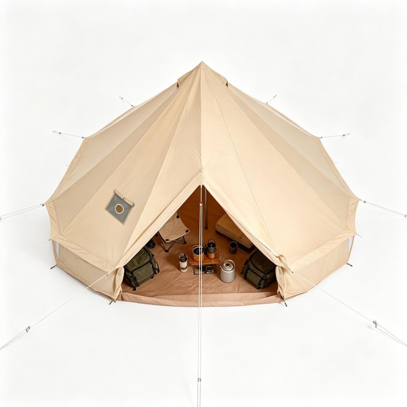 Cotton Canvas Bell Tent, Waterproof Large Tents with Sturdy Center & Door Pole gallery