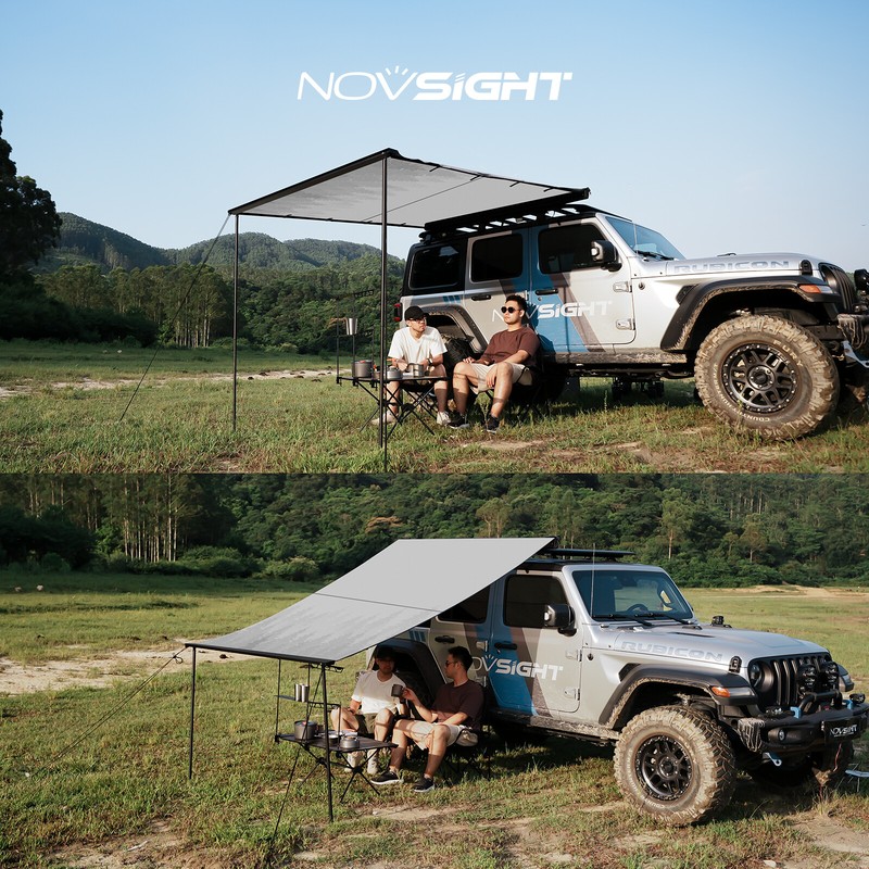 NOVSIGHT Carside Rooftop Pull Out Tent 420D Shelter Shade For SUV Camping Travel gallery