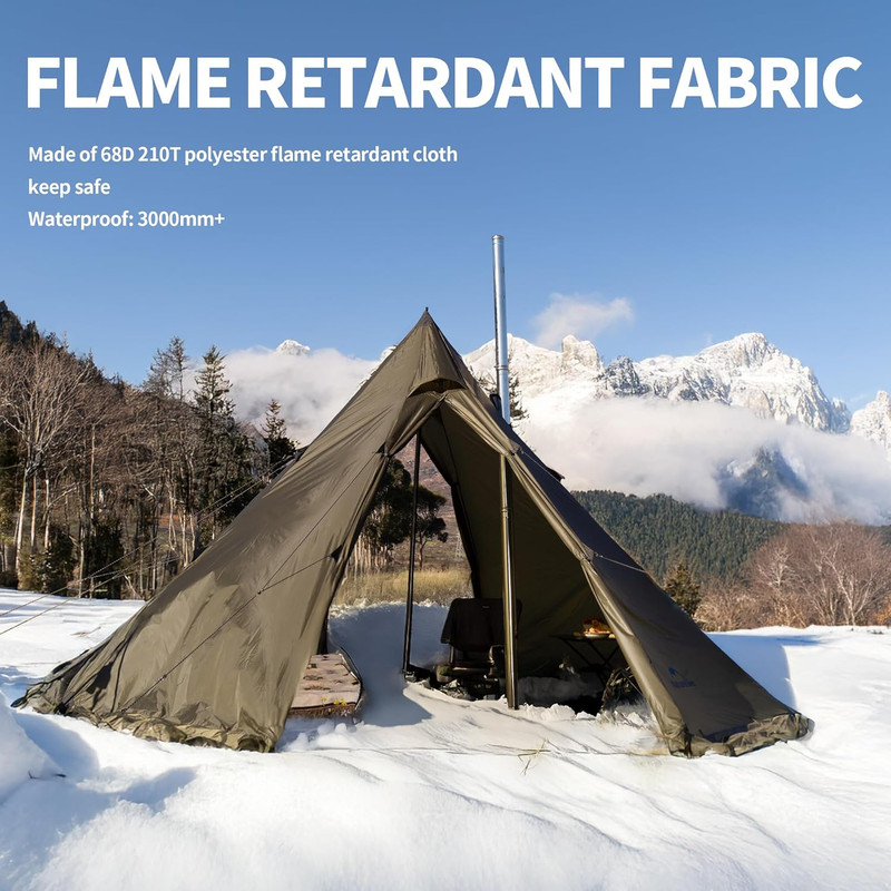 Ranch Fire Teepee Tent, Cold Weather Winter Hot Tent with Stove Jack, 4-6 Per... gallery