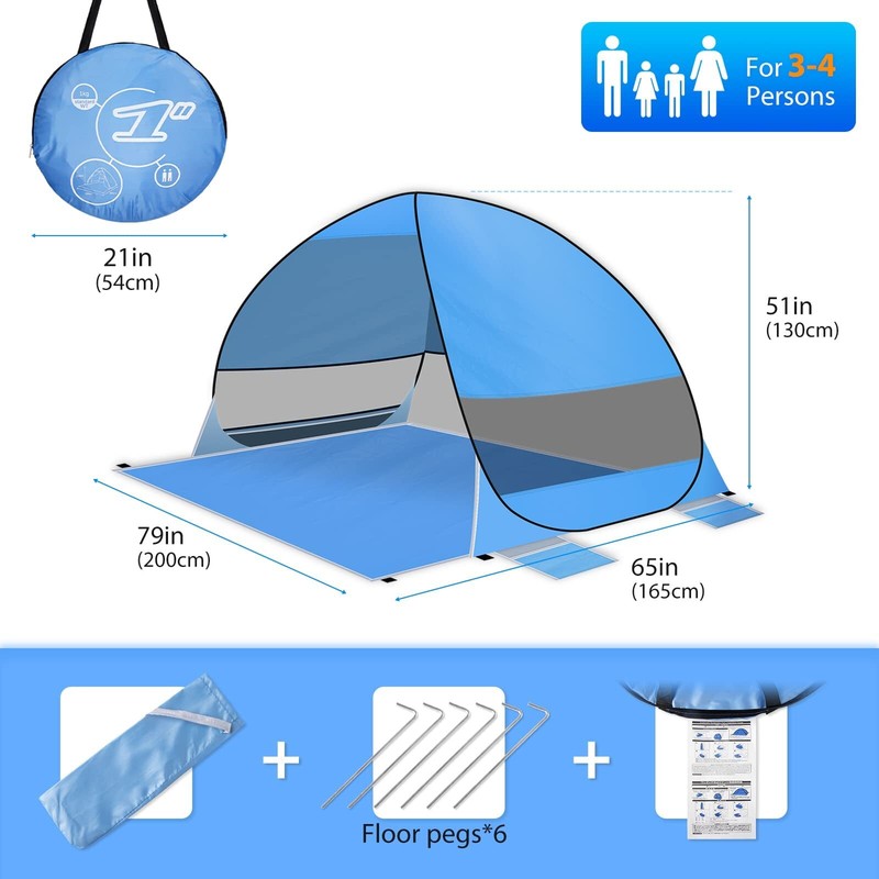 2-3 Person Pop Up Beach Tent Sun Shade Shelter Outdoor Camping Fishing Canopy UV gallery