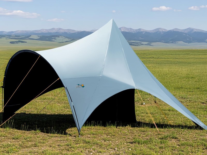 Blackout Camping Canopy Waterproof Tent Tarp with Poles Sun Shade Shelter for