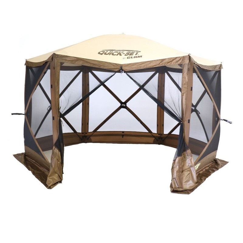 Clam Escape Quick Set Durable 6-Sided Screen Tent Brown And Tan