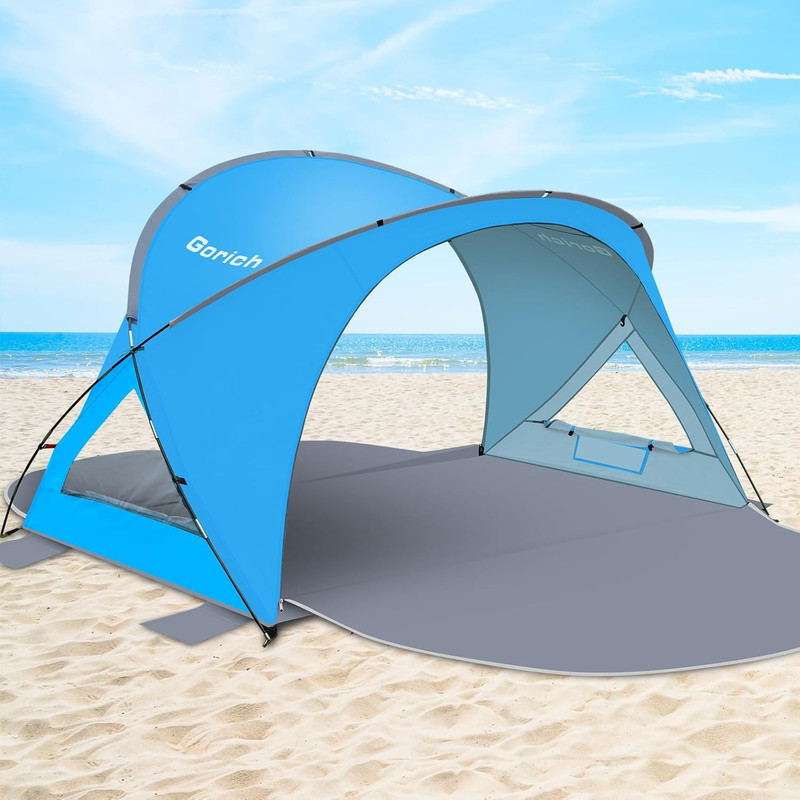 Beach Tent Sun Shelter with UPF50+ UV Protection for 1-2/3/4-5/6-7 Person, Light