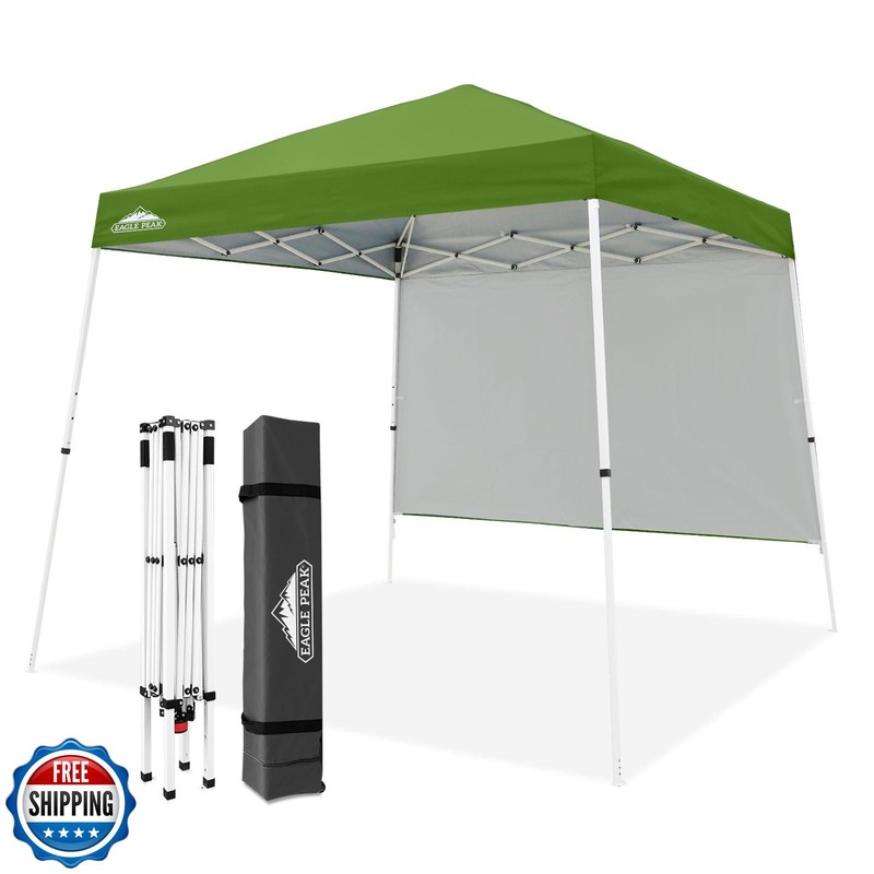 EAGLE PEAK 10x10 Pop Up Canopy Tent with Sidewall, Compact, Portable Slant Le
