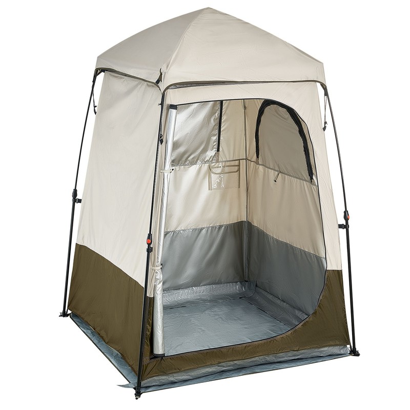 Camping Shower Tent, 42.13″ x 7.09″ x 7.48″, 13.23 lbs, Khaki Oxford