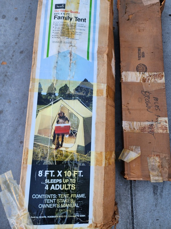 Vintage Sears HILLARY 4 Adults Cabin TENT 8ft x 10ft Canvas Family Camping Camp
