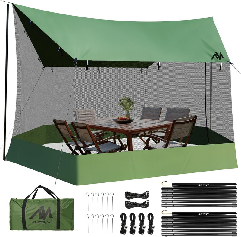 Screen House for Hammock with Tarp Poles, Large Size 18 X 11 FT Camping Tarp wi