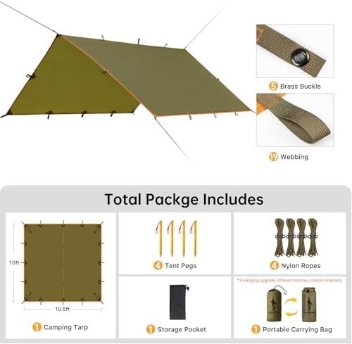 Waterproof Camping Tarp Heavy Duty Backpacking Shelter Rain Fly Awning Gear New gallery