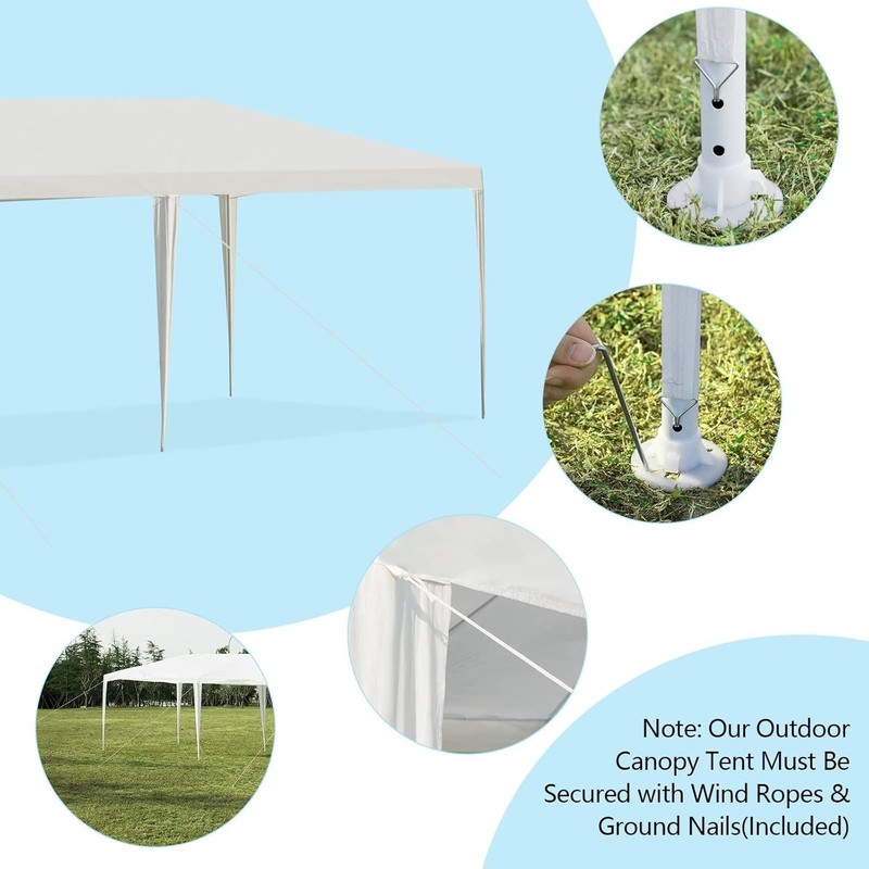 White Outdoor Tent with Connection Stakes, Ropes - 10'x30' gallery