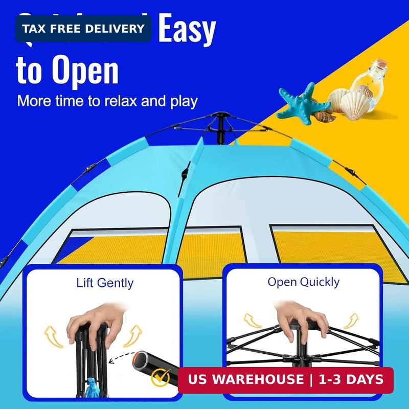 Pop Up Beach Tent Sun Shelter - Easy Set up in 3S Instant, Tents for 4/5 Person gallery