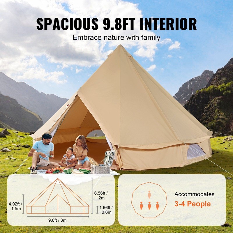 3m Waterproof Yurt-Style Tent with Breathable Lining and Entry Canopy gallery