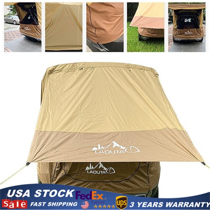 Outdoor Tailgate Tent Awning For SUV Truck Camping Travel Sunshade Canopy Brown