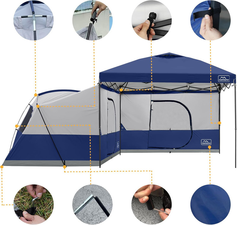 Canopy Side Tent,4-6 Person Camping Cube Tent for 10X10 Pop up Canopies,Easy up gallery