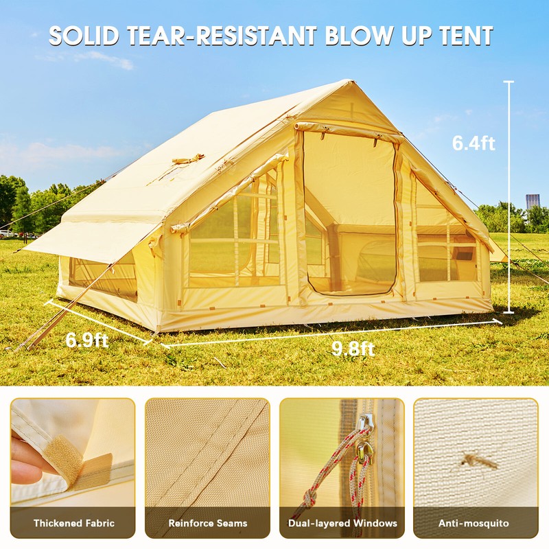 NAIZEA 6 Person Inflatable Camping Tent, Waterproof Blow Up Tent with Stove Jack gallery