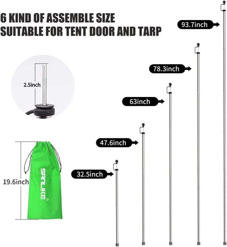 Durable 90 in Heavy Duty Tarp Poles - Adjustable and Lightweight for Outdoors gallery
