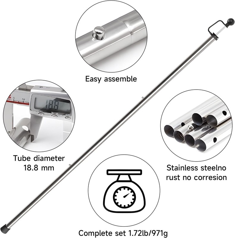 Durable 90 in Heavy Duty Tarp Poles - Adjustable and Lightweight for Outdoors gallery