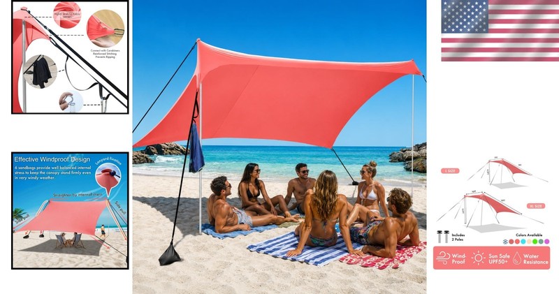 Lightweight UV-Protected Beach Canopy - 8x8 FT Easy Setup for Outdoor Gatherings gallery