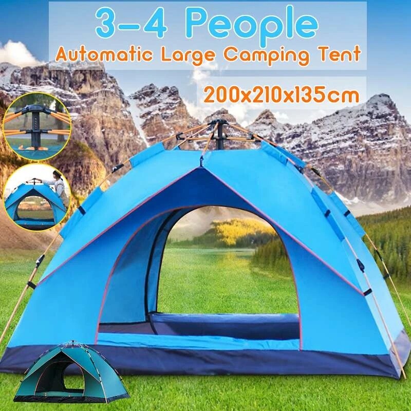 3-4 Person Automatic Camping Tent Hiking Instant Canopy Pop Up Tents Waterproof gallery