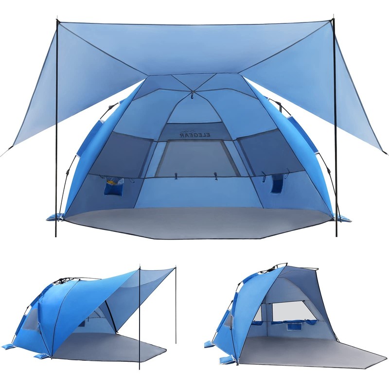 CumbreX™ Beach Tent with 360° Removable Canopy, 4-6 Person Pop Up Sun Shade S…