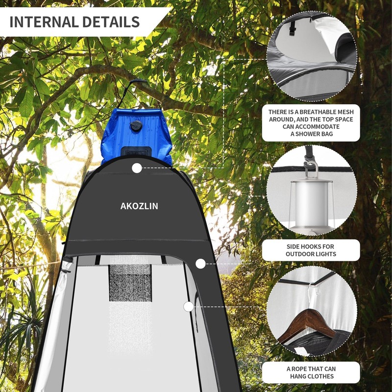 Portable Shower Tent Pop Up, Camping Shower Changing Tent, Black, with Carrier Ta... gallery