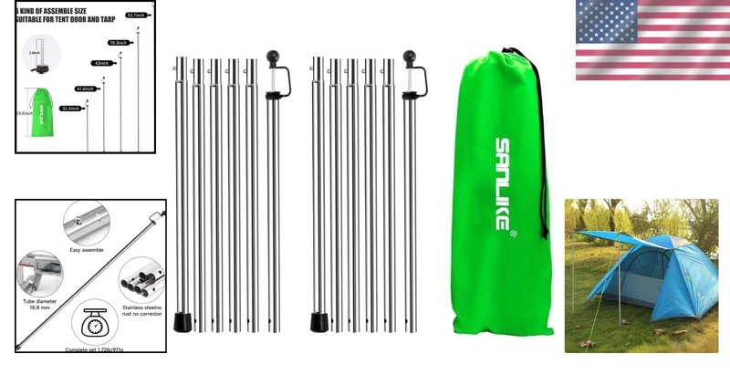 Durable 90 in Heavy Duty Tarp Poles - Adjustable and Lightweight for Outdoors gallery