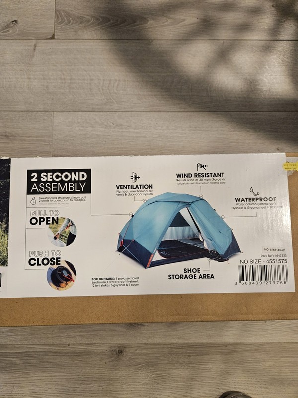 Decathlon Quechua, 2 Second Easy Waterproof Pop up 43.3 inches, 2 Person Camping gallery