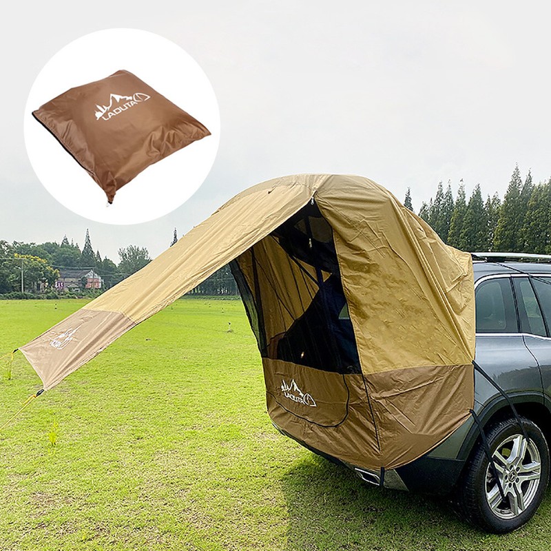 Outdoor Tailgate Tent Awning For SUV Truck Camping Travel Sunshade Canopy Brown