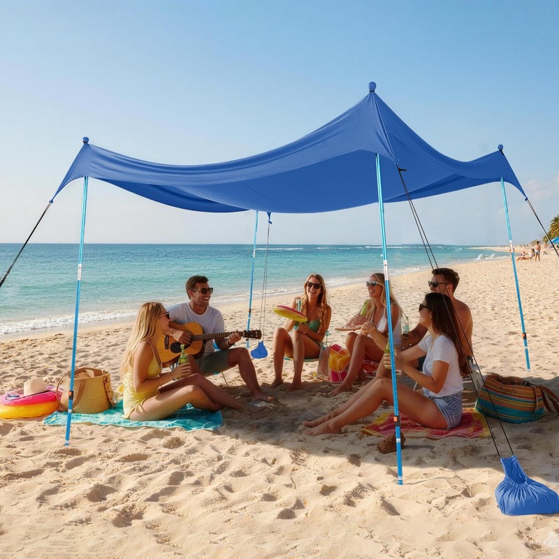10×10 Beach Tent Sun Shelter, Easy Pop Up Beach Canopy Shade, Portable Outdoo…