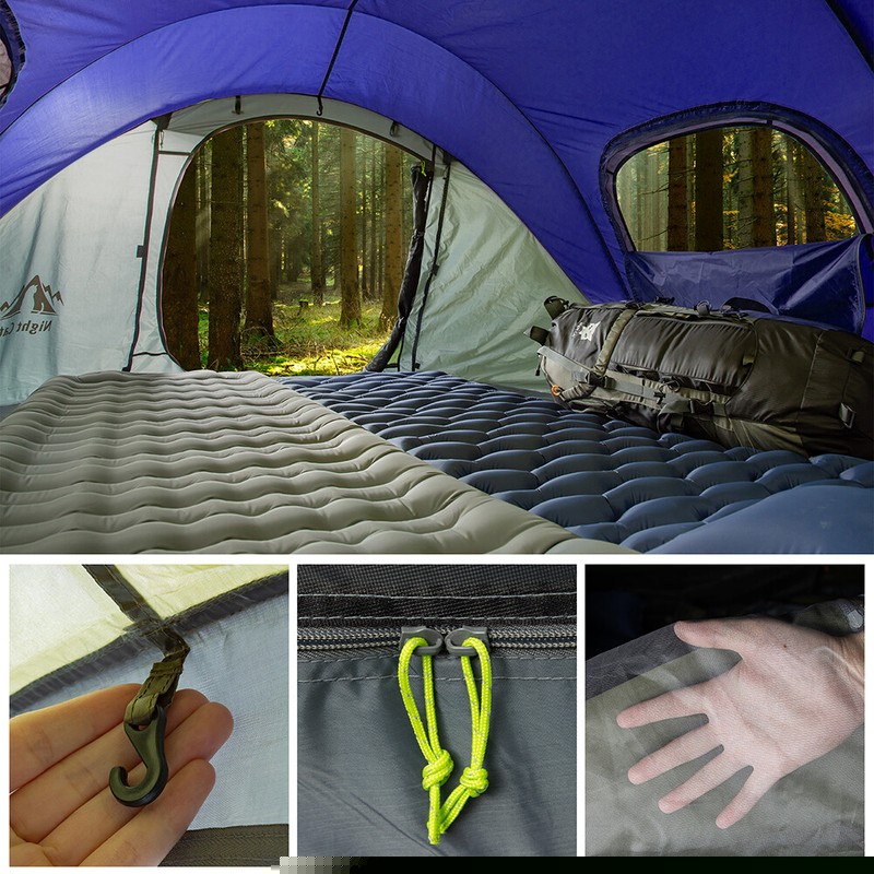 2-3 Person Camping Tent with 2 Rooms, Windows, Dome Tent, Waterproof, Green gallery
