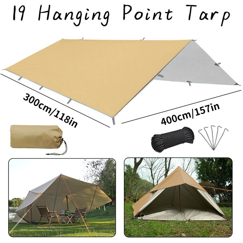 Waterproof Camping Tent Tarp Shelter Hammock Cover Lightweight Rain Fly 10x13 ft
