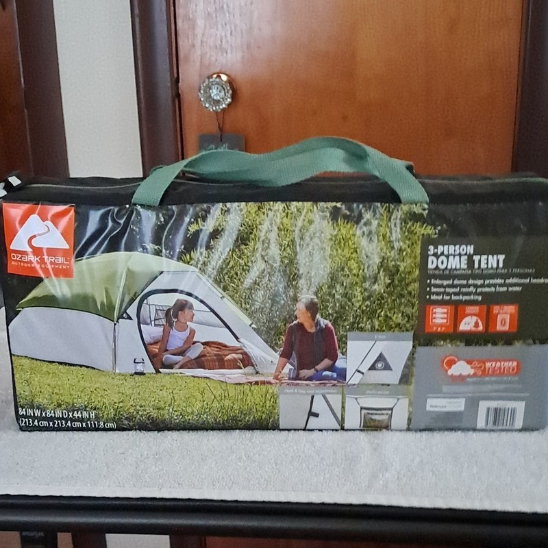 Ozark Trail Clip & Camp 3-Person Dome Tent 84x84x44 Green/Gray Weather Tested