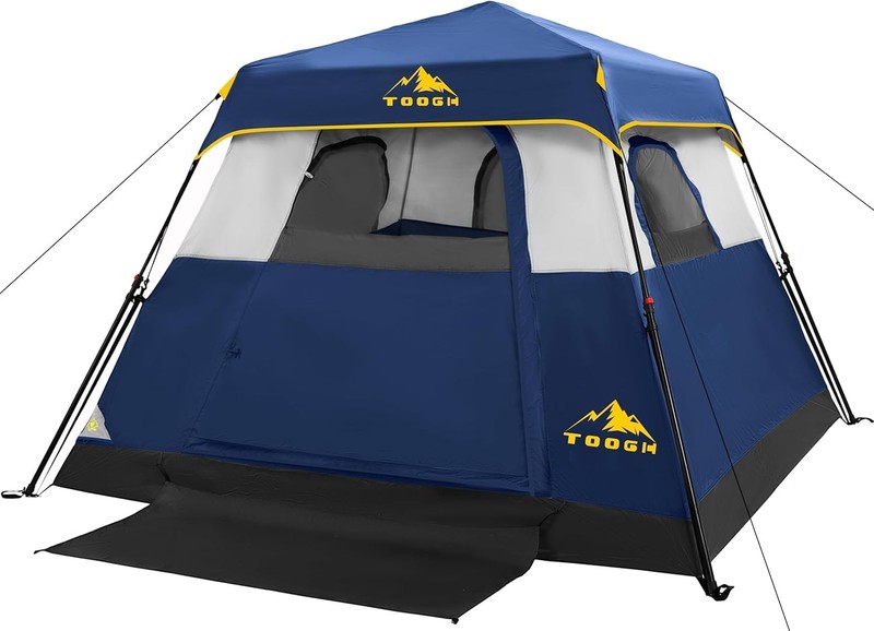 3/4 Person Camping Tent with 1 Door, 4 Windows, and Upgraded Ventilation– Ins…