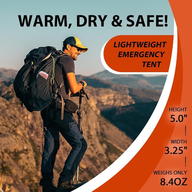Compact 2-Person Mylar Emergency Shelter - Waterproof Survival Tent - Orange gallery