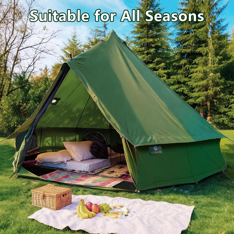 Canvas Bell Yurt Tent with Stove Jack, Waterproof Luxury 4 Season Tents for Fami gallery