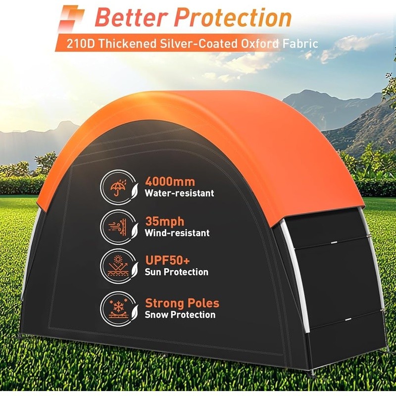 Durable Waterproof Bike Tent W/ Wind Cover & Two-Way Zipper Storage Shed New gallery