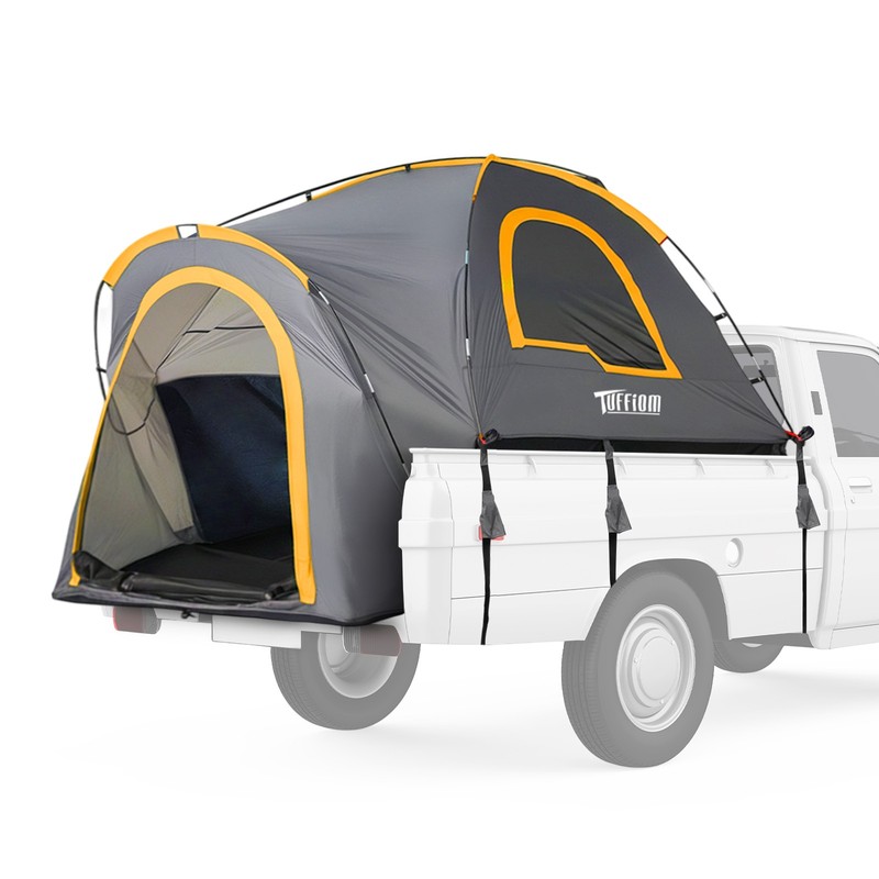 5.5ft-6ft Pickup Truck Bed Tent Waterproof 2 Person Gray & Orange