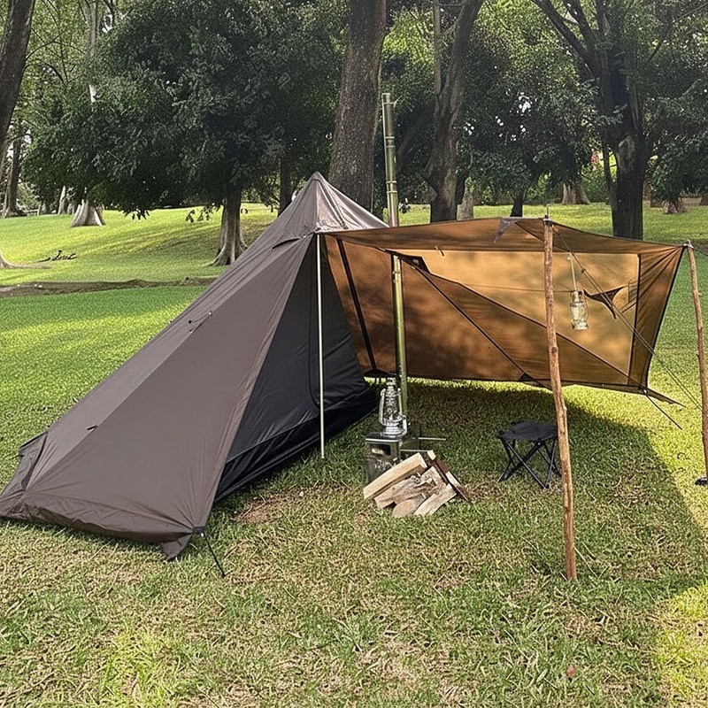 Camping Hot Tent with Wood Stove Jack Winter Teepee Tent 4 Season Backpacking..