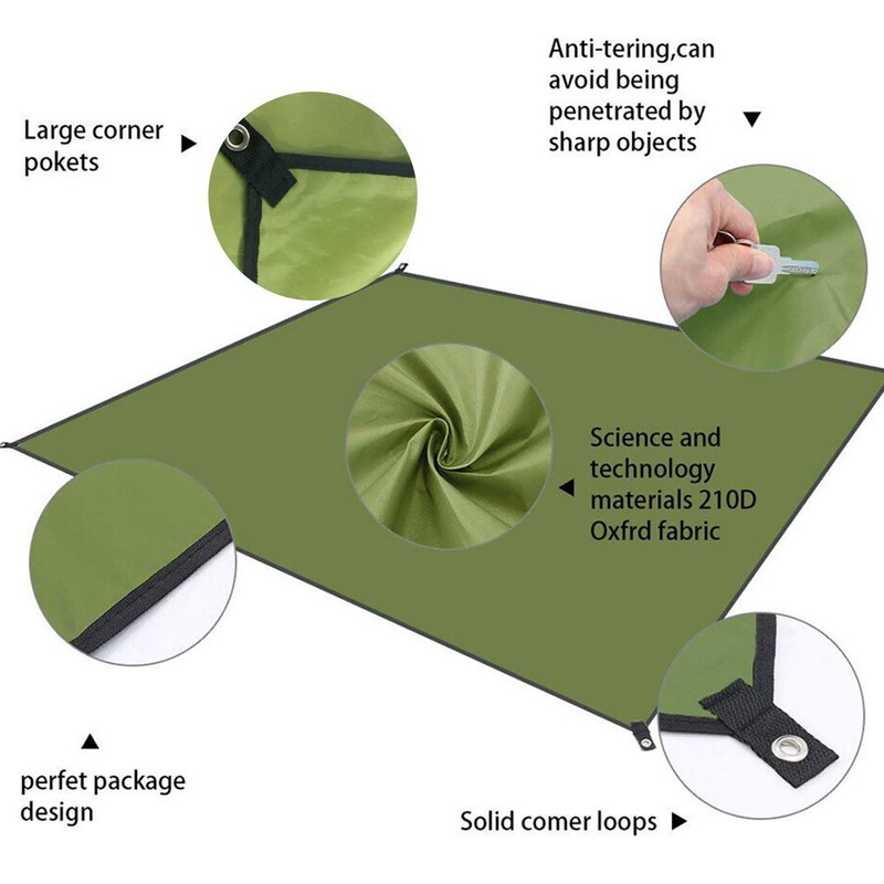83*59in Camping Tent Tarp Shelter Hammock Awning Sun Shade Rain Cover Pad Mat gallery