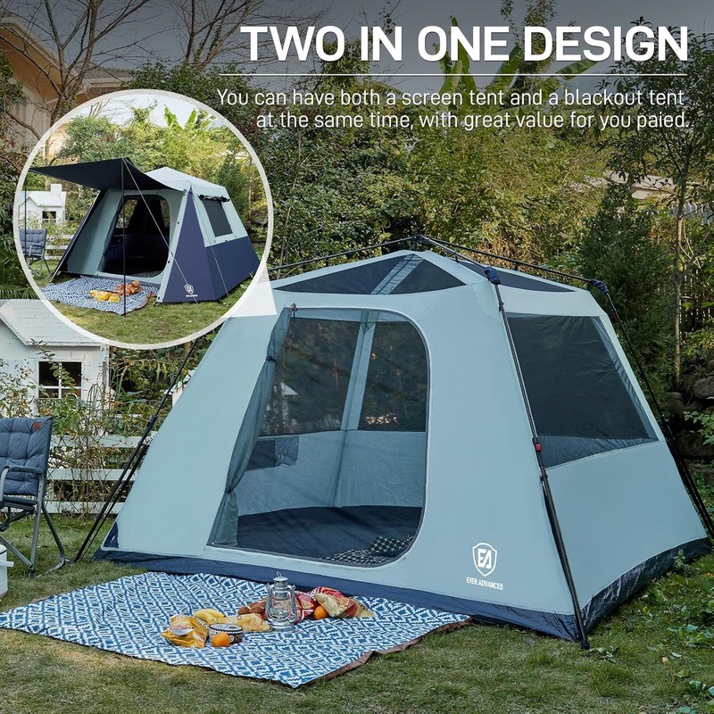 EVER ADVANCED Blackout Design 6 Person Camping Tent, Instant Cabin Tent ﻿ gallery