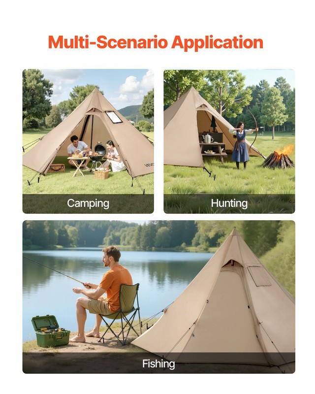 4-Season 2-Person Waterproof Canvas Tent with Stove Jack & S Size gallery