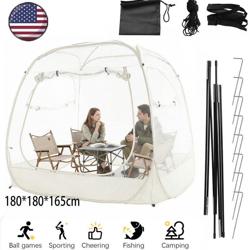 Sports Tent Pop-Up Instant 180*165cm Weather Proof Clear Bubble Shelter Pod