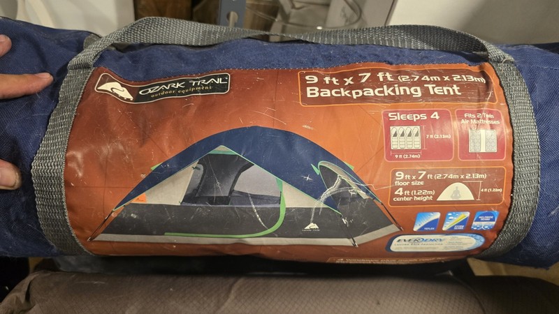 Ozark Trail | 4 Person Dome Backpacking Tent, 4’ Tall 9ft X 7ft, Tub Floor, blue