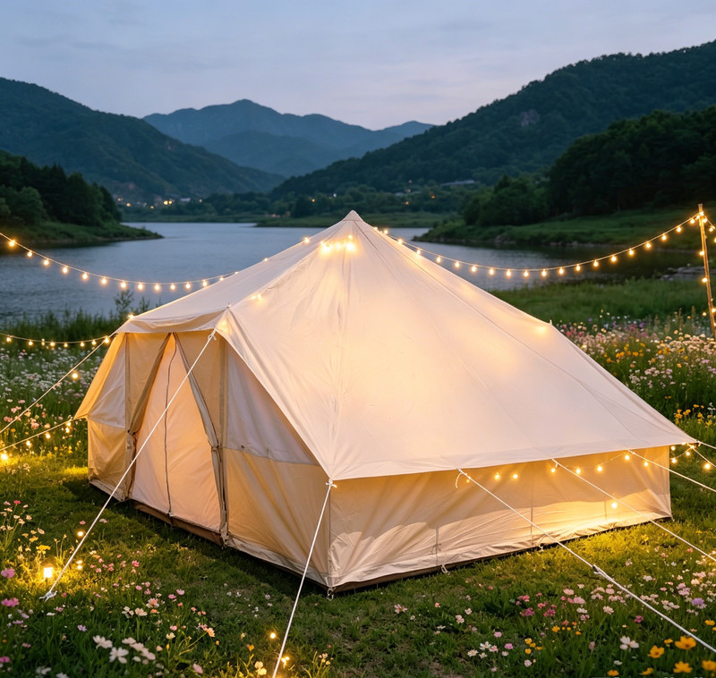 Outdoor cotton tent 5-8 people luxury camping bell tent Waterproof hotel camp gallery