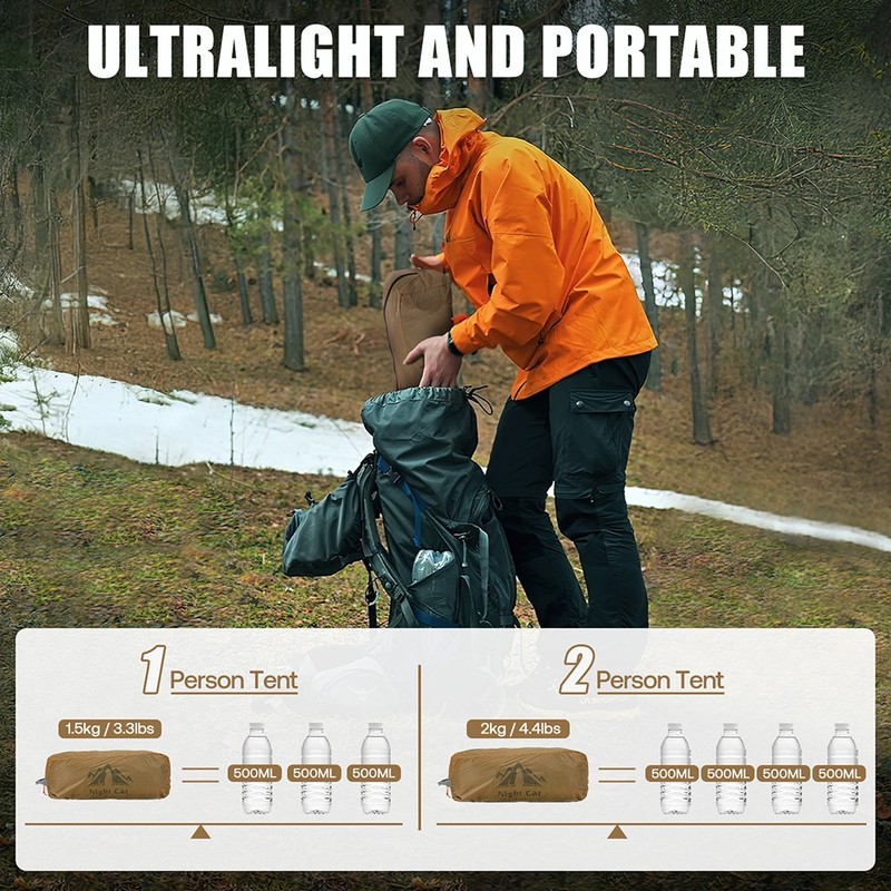 1 2 Person Tunnel Tent Lightweight Ultralight For Camping Hiking Backpacking gallery