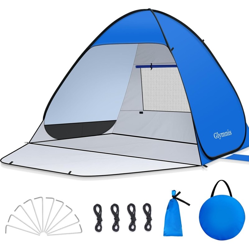 Effortless Pop-Up Beach Tent with Zipper Door – UV Protection for 1-4